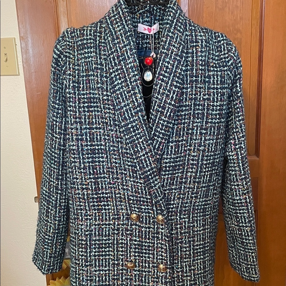 🔥🔥🔥BOGOHO 🔥🔥🔥Women's Tweed Double-Breasted Sparkling Jacket—Large - Picture 3 of 16